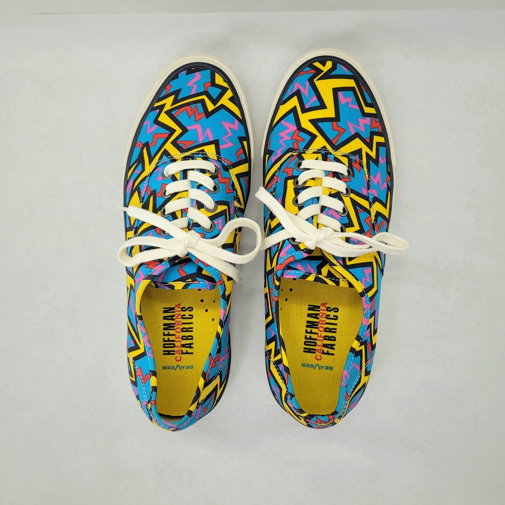SEAVEES Hoffman Print Legend Sneaker Size 9.5 Mens Blue Neon Archival Artwork - Picture 3 of 9